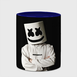 Кружка 3D Marshmello на чёрном фоне, цвет: 3D-белый + синий — фото 2