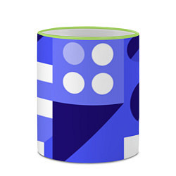 Кружка 3D Геометрические синие, фиолетовые и белые фигуры, цвет: 3D-светло-зеленый кант — фото 2
