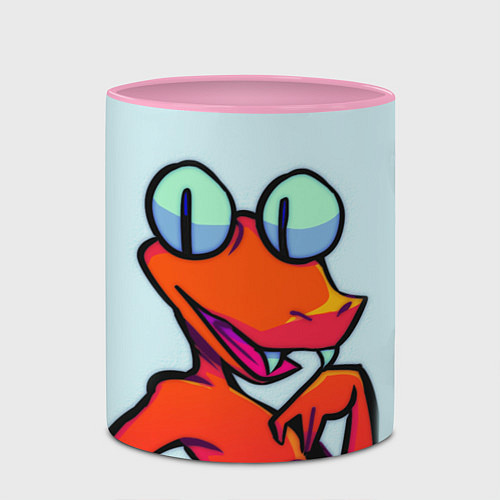 Кружка цветная Оранжевый - Радужные друзья / 3D-Белый + розовый – фото 2