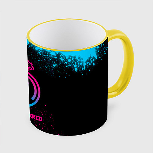 Кружка цветная Real Madrid - neon gradient / 3D-Желтый кант – фото 1