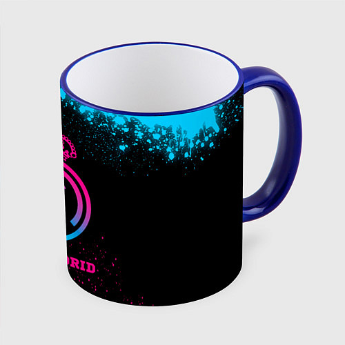Кружка цветная Real Madrid - neon gradient / 3D-Синий кант – фото 1