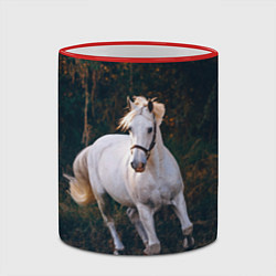 Кружка 3D Скачущая белая лошадь, цвет: 3D-красный кант — фото 2