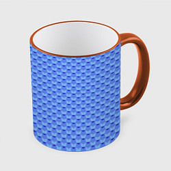 Кружка 3D Синий геометрический узор текстура, цвет: 3D-оранжевый кант