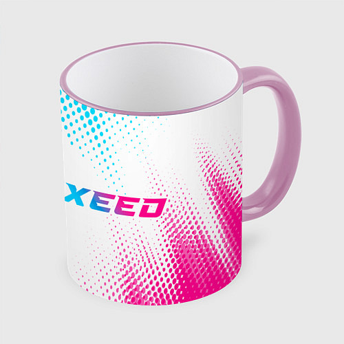 Кружка цветная Exeed neon gradient style: надпись и символ / 3D-Розовый кант – фото 1