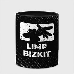 Кружка 3D Limp Bizkit с потертостями на темном фоне, цвет: 3D-белый + черный — фото 2
