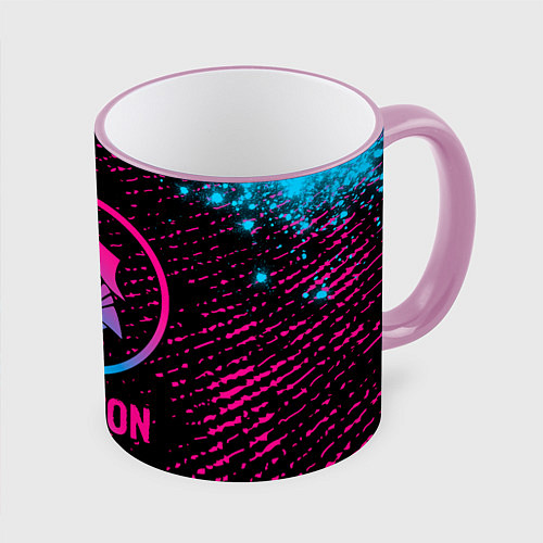 Кружка цветная Sabaton - neon gradient / 3D-Розовый кант – фото 1