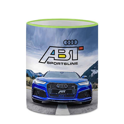 Кружка цветная Audi ABT - sportsline на трассе / 3D-Светло-зеленый кант – фото 2