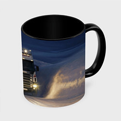 Кружка 3D Для фуры Scania нет преград, цвет: 3D-белый + черный