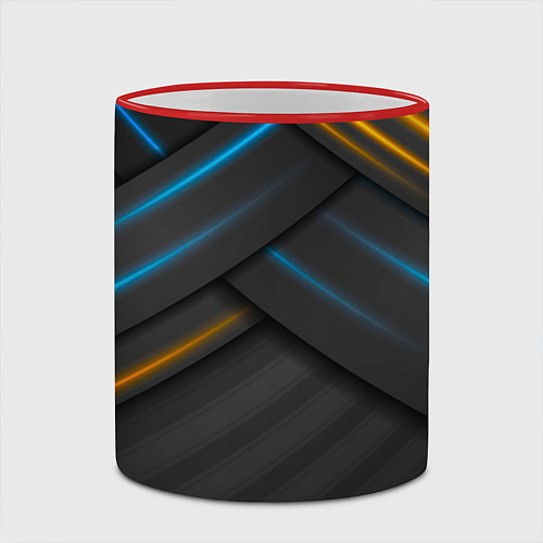 Кружка цветная Переплетение полос / 3D-Красный кант – фото 2