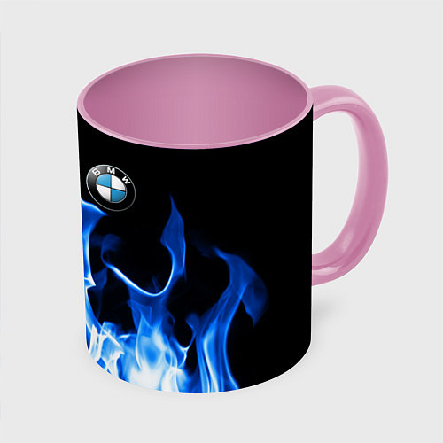 Кружка цветная BMW fire / 3D-Белый + розовый – фото 1