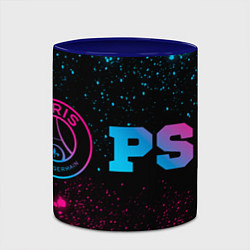 Кружка 3D PSG - neon gradient: надпись и символ, цвет: 3D-белый + синий — фото 2