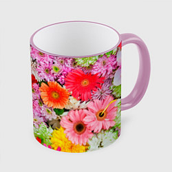 Кружка 3D Colorful chrysanthemums, цвет: 3D-розовый кант