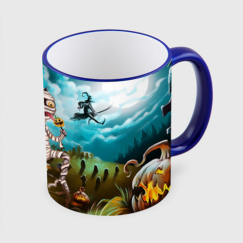 Кружка цветная Мумия / 3D-Синий кант – фото 1
