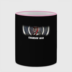 Кружка 3D Человек-бензопила Макима на фоне кругов, цвет: 3D-розовый кант — фото 2