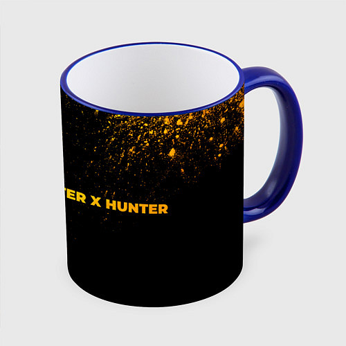 Кружка цветная Hunter x Hunter - gold gradient: надпись и символ / 3D-Синий кант – фото 1