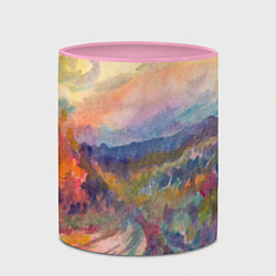Кружка 3D Осенний пейзаж акварель, цвет: 3D-белый + розовый — фото 2