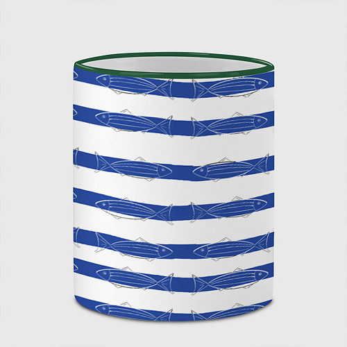 Кружка цветная Рыбы в полоску / 3D-Зеленый кант – фото 2