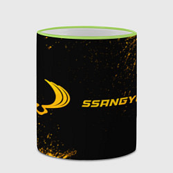 Кружка 3D SsangYong - gold gradient: надпись и символ, цвет: 3D-светло-зеленый кант — фото 2