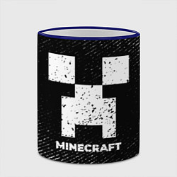 Кружка 3D Minecraft с потертостями на темном фоне, цвет: 3D-синий кант — фото 2