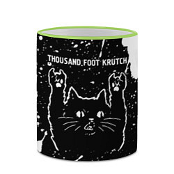Кружка 3D Группа Thousand Foot Krutch и рок кот, цвет: 3D-светло-зеленый кант — фото 2