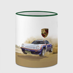 Кружка 3D Porsche - гонки в пустыне, цвет: 3D-зеленый кант — фото 2
