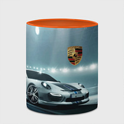 Кружка 3D Porsche - racing route - motorsport, цвет: 3D-белый + оранжевый — фото 2