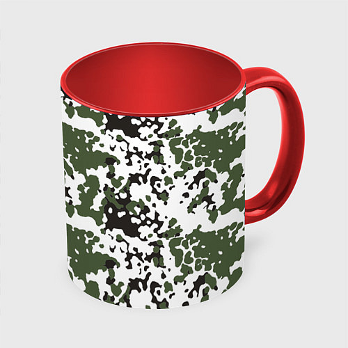 Кружка цветная Камуфляж M-84 Snow / 3D-Белый + красный – фото 1