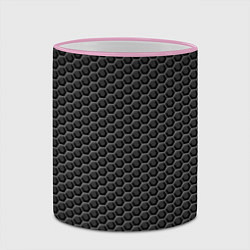 Кружка 3D Мелкие объёмные ячейки - оптическая иллюзия, цвет: 3D-розовый кант — фото 2
