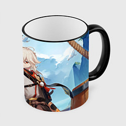 Кружка 3D Кадзуха и кот, цвет: 3D-черный кант