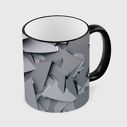 Кружка 3D Металлическая хаотичная броня, цвет: 3D-черный кант