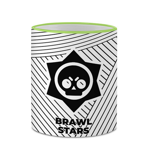 Кружка цветная Символ Brawl Stars на светлом фоне с полосами / 3D-Светло-зеленый кант – фото 2
