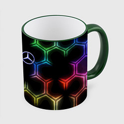 Кружка 3D Mercedes - neon pattern, цвет: 3D-зеленый кант