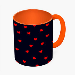 Кружка 3D Сердечки, цвет: 3D-белый + оранжевый
