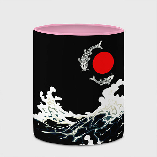 Кружка цветная Волны и рыбки / 3D-Белый + розовый – фото 2