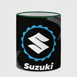 Кружка 3D Suzuki в стиле Top Gear со следами шин на фоне, цвет: 3D-зеленый кант — фото 2
