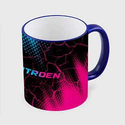 Кружка 3D Citroen - neon gradient: надпись и символ, цвет: 3D-синий кант