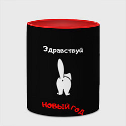 Кружка 3D Здравствуй котик новый год, цвет: 3D-белый + красный — фото 2