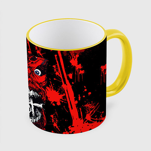 Кружка цветная Slipknot red blood / 3D-Желтый кант – фото 1