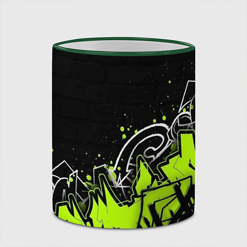 Кружка цветная Яркое граффити на черной стене / 3D-Зеленый кант – фото 2
