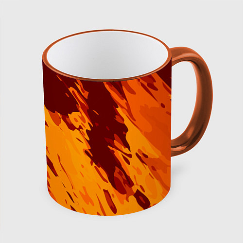 Кружка цветная Лава - брызги / 3D-Оранжевый кант – фото 1