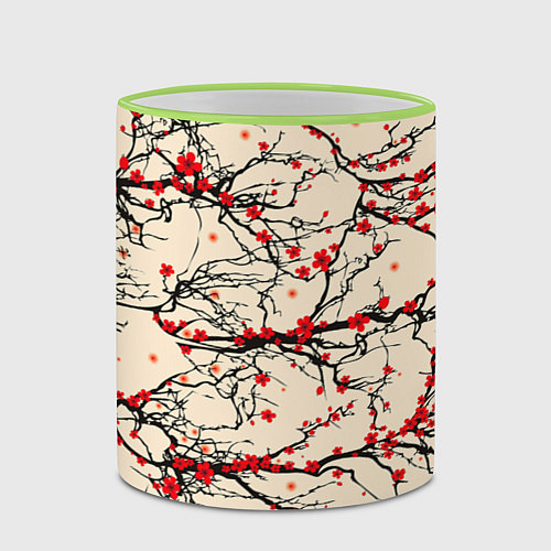 Кружка цветная Sakura flowers / 3D-Светло-зеленый кант – фото 2