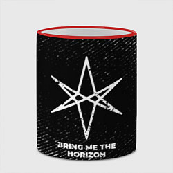 Кружка 3D Bring Me the Horizon с потертостями на темном фоне, цвет: 3D-красный кант — фото 2