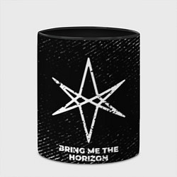 Кружка 3D Bring Me the Horizon с потертостями на темном фоне, цвет: 3D-белый + черный — фото 2