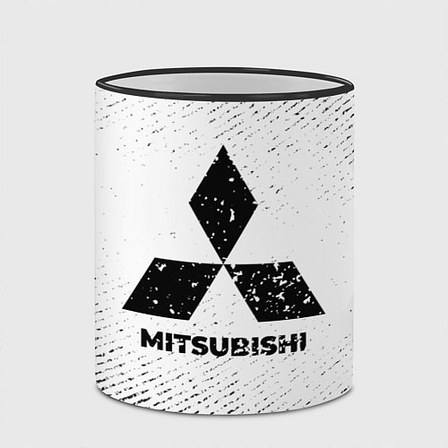 Кружка цветная Mitsubishi с потертостями на светлом фоне / 3D-Черный кант – фото 2