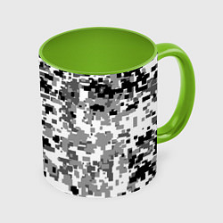Кружка 3D Городской пиксель камуфляж, цвет: 3D-белый + светло-зеленый