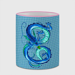 Кружка 3D Синий дракон в форме цифры 8, цвет: 3D-розовый кант — фото 2