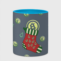 Кружка 3D Christmas funny bitcoin, цвет: 3D-белый + небесно-голубой — фото 2