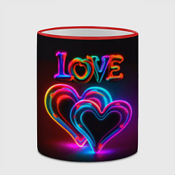 Кружка 3D Love - неоновые сердца, цвет: 3D-красный кант — фото 2