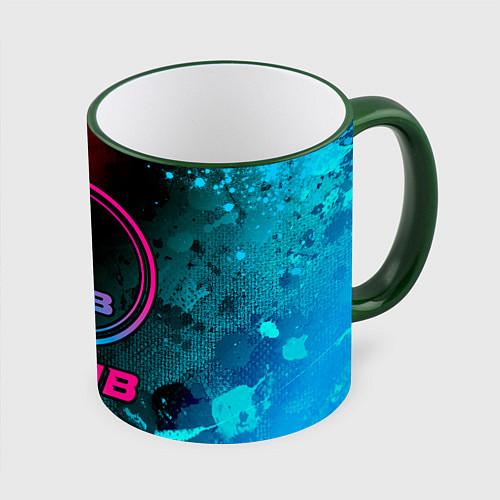 Кружка цветная Saab - neon gradient / 3D-Зеленый кант – фото 1