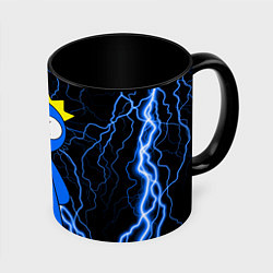 Кружка 3D Радужные друзья Синий молния, цвет: 3D-белый + черный